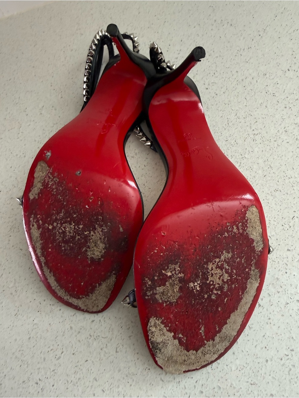 Christian Louboutin So Me Studded Black Leather Sandals Size EU 39 US 9 - Picture 7 of 8